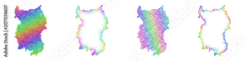 Принти на полотні Multicolored sketch Omsk map design set