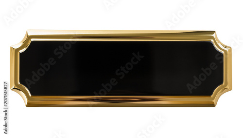 Foto Ornate golden framed black plaque, isolated on transparent background