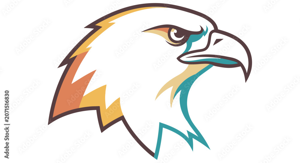 Fototapeta premium Eagle head illustration colorful vector graphic on a white background
