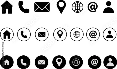 Foto Web communication and navigation icons set in black and white