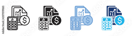 Картината върху платно Financial statement icon set multiple style collection