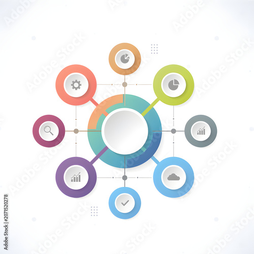Creative Business Process Infographic Vector with Modern Circular Workflow and Flat Design
