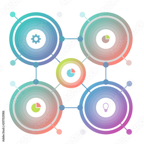 Colorful Business Workflow Infographic Vector Template with Modern Circular Presentation Design