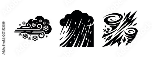 Foto Weather Icons: Snowstorm, Rain, Tornado