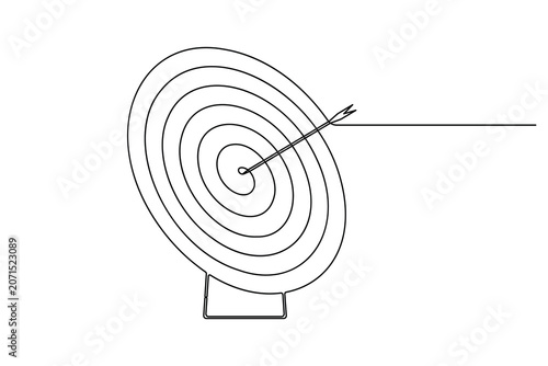 Target audience icon sign continuous one line drawing on white background minimalist professional financial mission symbol 