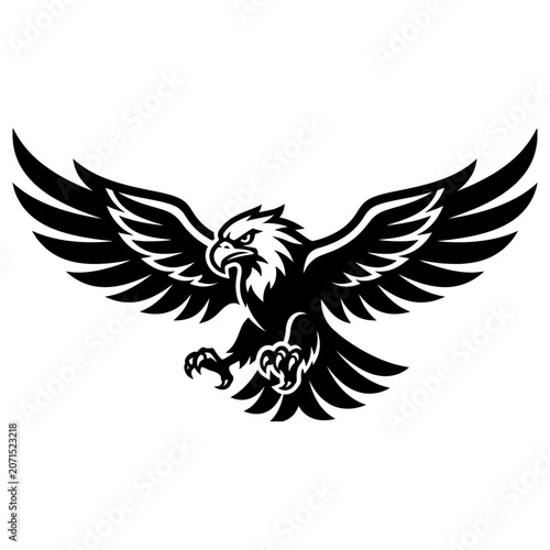 Black and white eagle illustration graphic.