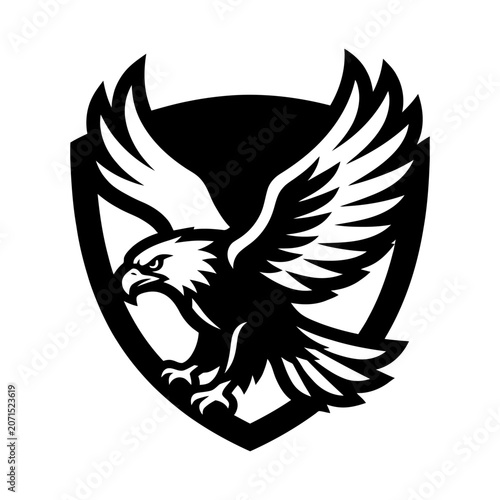 Black eagle shield logo emblem icon.
