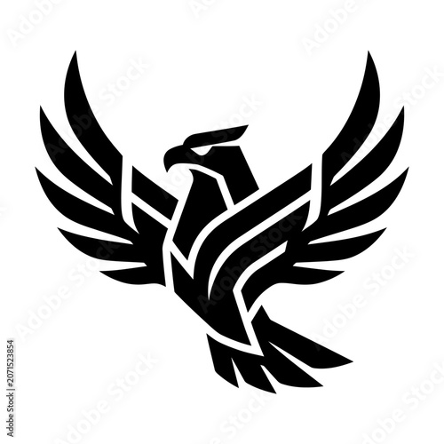 Black silhouette of flying eagle bird.