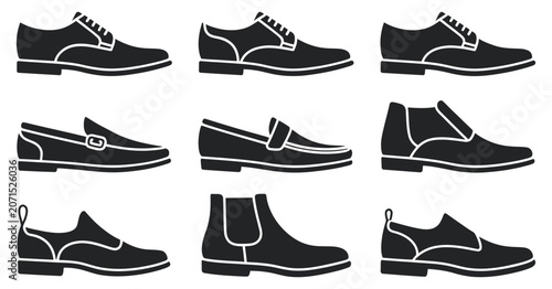 Canvas-taulu Classic men's footwear collection, formal shoes boots elegant leather styles bus