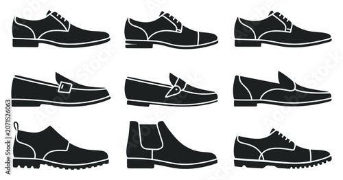 Canvas-taulu Classic men's footwear collection, formal shoes boots elegant leather styles bus