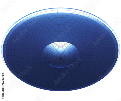 Cuadro en lienzo Y2K Blue UFO Flying Saucer Underside Dish Bottom View 3D