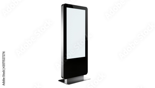 Foto Tall black digital display screen with blank white panel, isolated on transparen
