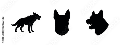 Photos German Shepherd dog silhouettes in various poses and head profiles