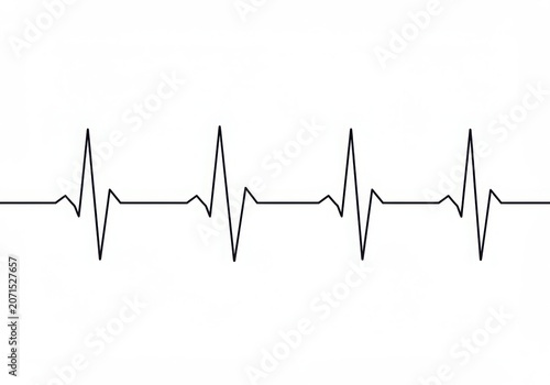 Simple black electrocardiogram line on a clean white background