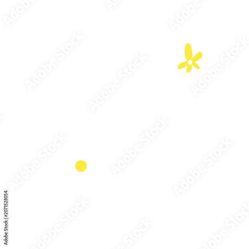 Small Yellow Flower Doodle with Dot, Minimal Hand Drawn Floral Element