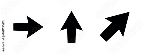 Fotografija Set of diverse black arrow icons pointing right, up, and diagonally for navigation
