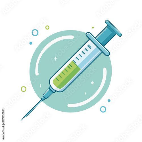 Flat vector illustration of a syringe with needle