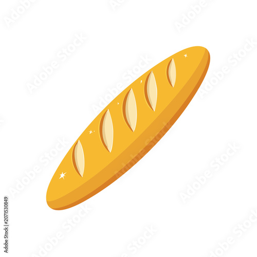 Golden Baguette Flat Vector Illustration