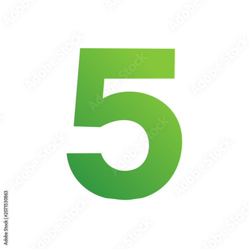Green flat number five vector icon
