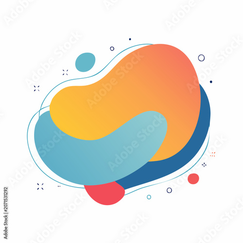 Abstract fluid shape with gradient colors on white background