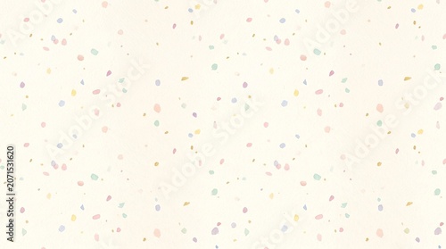 Soft pastel confetti background with scattered colorful paper pieces on a light cream texture for a festive birthday celebration or a joyful greeting card design with a clean minimalist aesthetic.