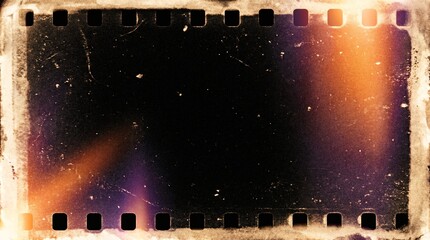 Vintage Film Frame with Light Leak and Grunge Texture