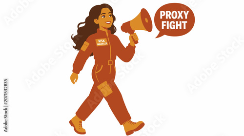 Illustration of woman holding megaphone for protest.