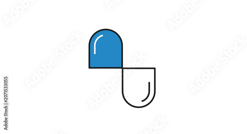 A simple blue medical capsule icon isolated on a white background