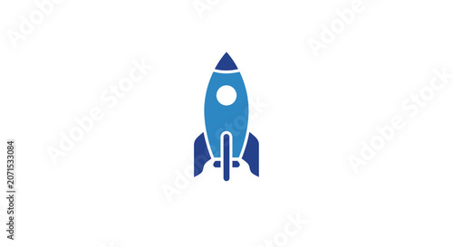 A simple blue rocket icon isolated on a clean white background