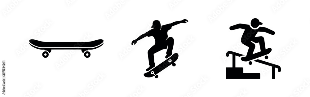 Obraz premium Skateboard and Skateboarding Icon Set