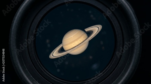 Close-up of Saturn with Rings in Space Scene, Macro Photography