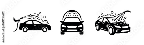 Fotografie Car Wash and Cleaning Service Icons Set