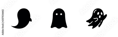 Photos Cute ghost halloween icon set, spooky spirits isolated on white background