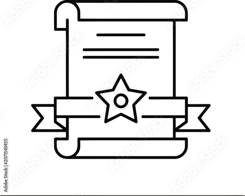 Scroll document with star award ribbon for achievement and recognition during a celebration