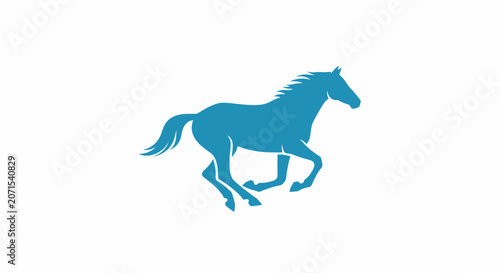 Blue Horse Silhouette Running Freely.
