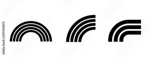 Fotografía Three stylized black icons depicting rainbows in different forms.