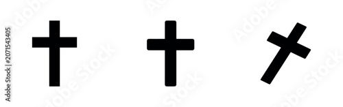 Bild auf Leinwand Three black icons of simple crosses in different orientations on a white background