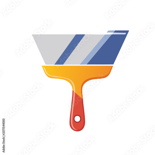 Flat icon of a paintbrush with colorful bristles