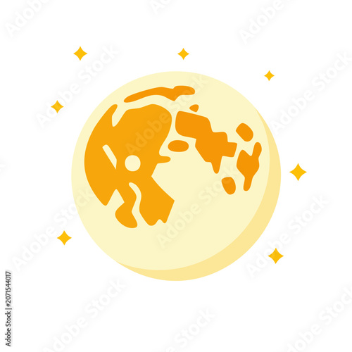 Flat illustration of a full moon with stars
