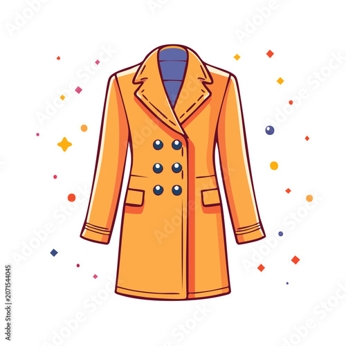 Flat illustration of an orange double-breasted coat