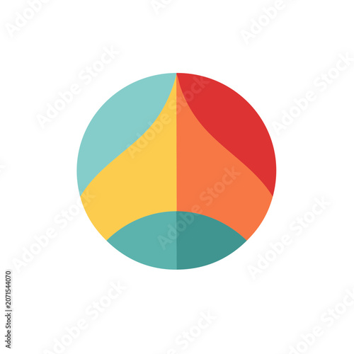 Flat Pie Chart with Colorful Segments
