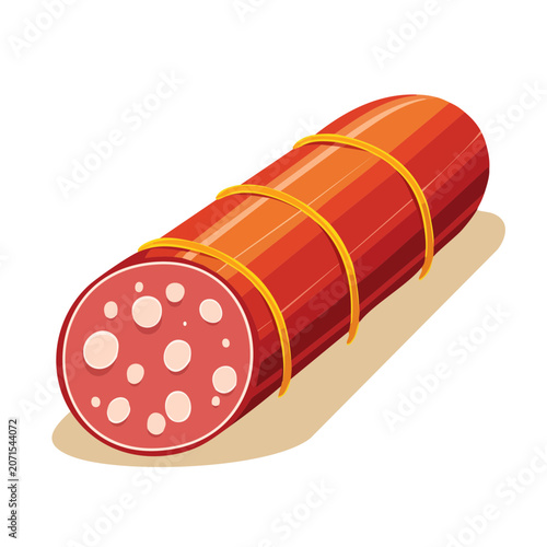 Flat illustration of salami with slice