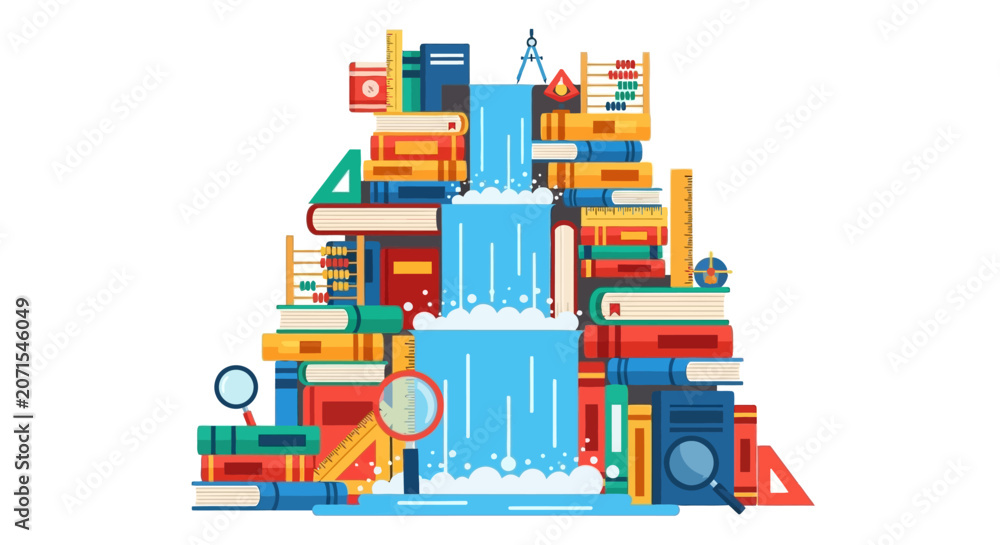 Fototapeta premium Colorful books stacked high tower.