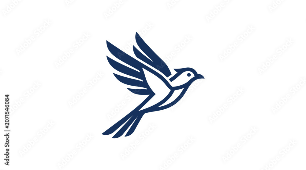 Fototapeta premium A minimalist graphic illustration of a bird in flight against a plain background