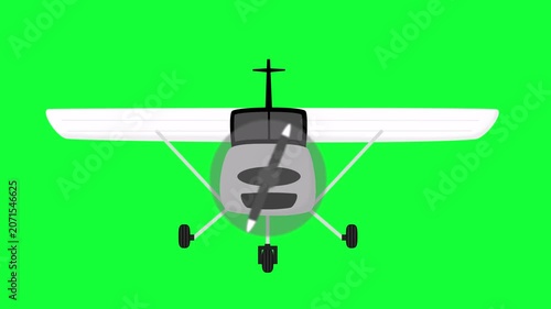 looping animation video of an airplane seen from the fronton green screen