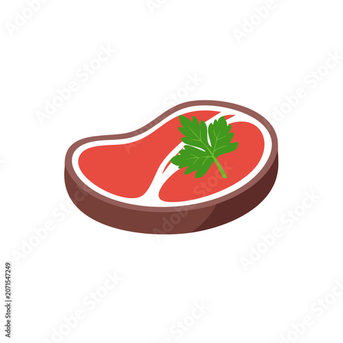 Flat illustration of a steak with parsley