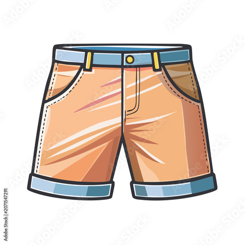 Flat illustration of khaki shorts with pockets
