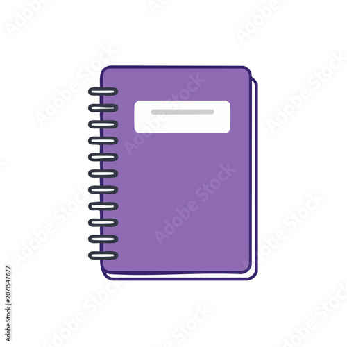 Purple spiral notebook with blank label