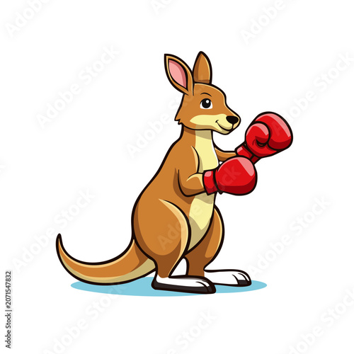 Cartoon kangaroo wearing boxing gloves