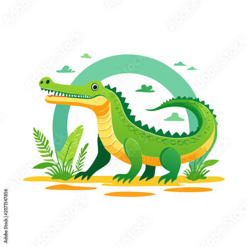 Cartoon crocodile vector illustration